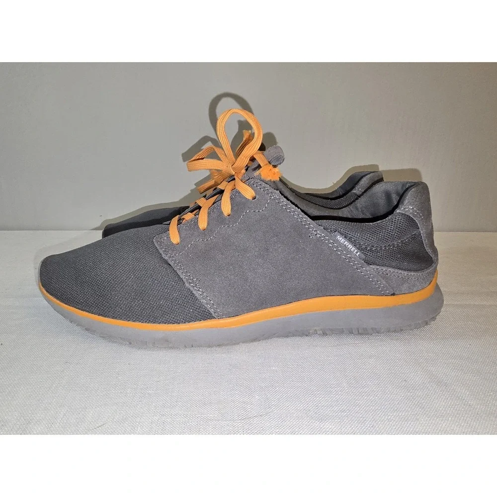 Merrell Men's Grey/Orange Airmesh Lightweight Sneakers Shoes Comfortable Size 11